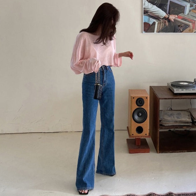 ハイウエストストレートパンツ 脚長見えデザイン S2495