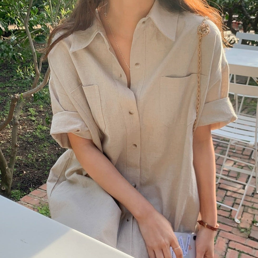 ロングシャツワンピース 夏のAラインで可愛く♡ S1791