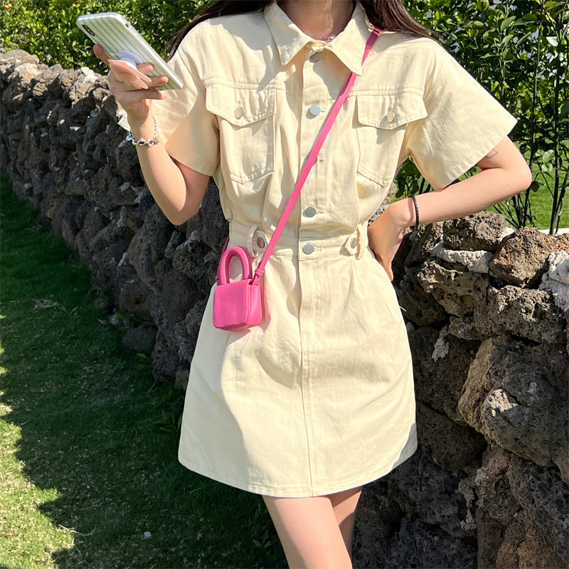 ウエスト細見え♡マークデニムワンピース S1208