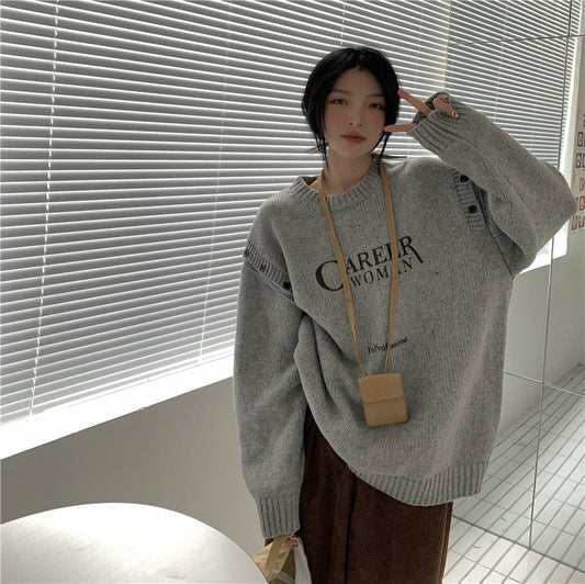 2WAYレタリングニット 前後着回しできるゆったりニット S1118