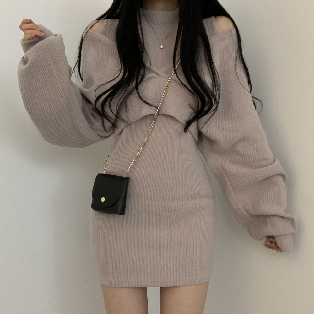 オフショルツーピースワンピース 秋冬の肌見せコーデに♡ S1128