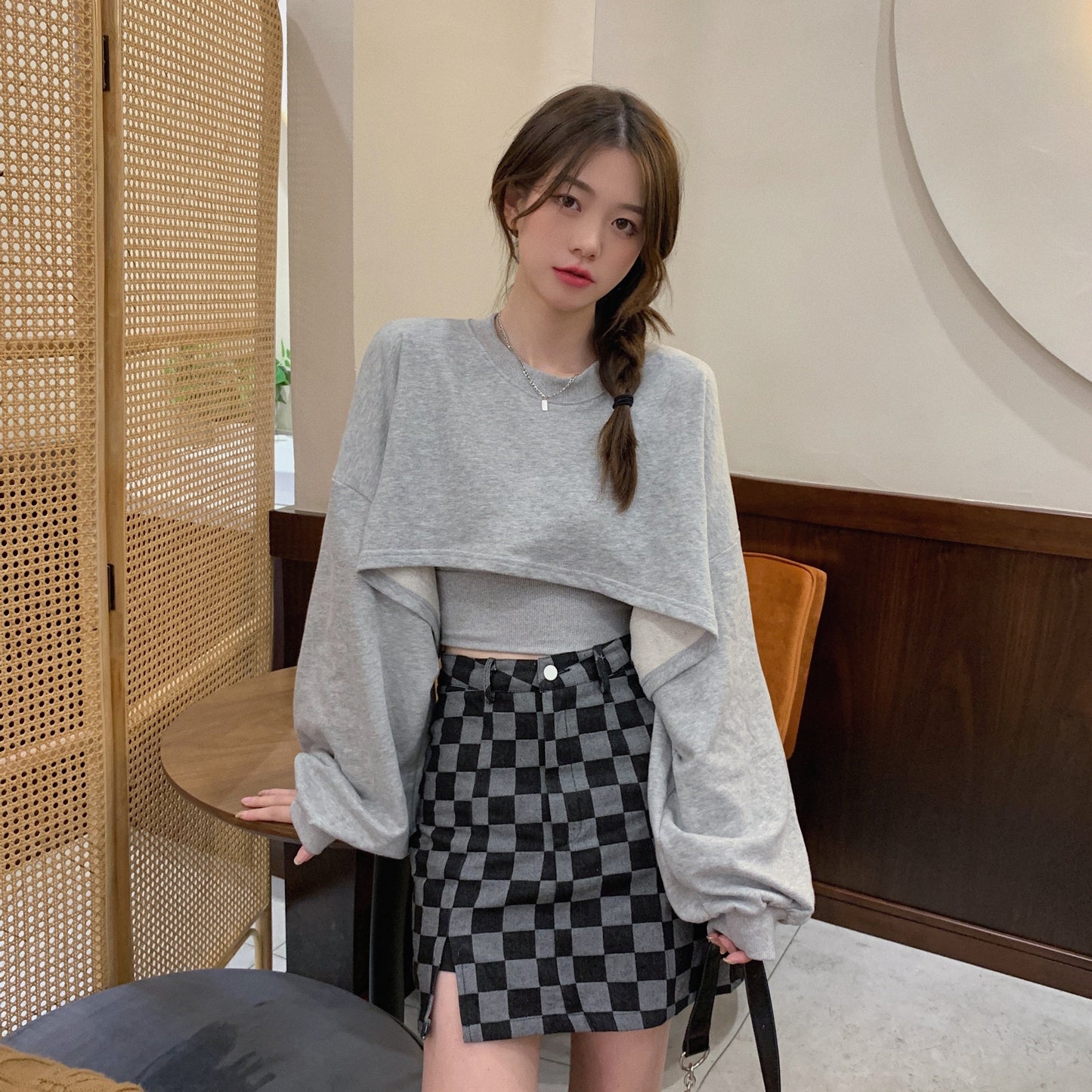 かわいいクロップ丈スウェット♡きりっぱデザインでスタイルアップ S2456