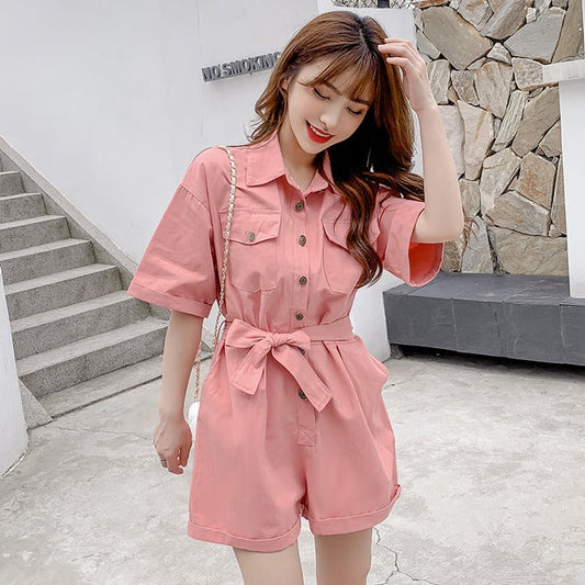 ベルト付きワークオールインワン♡カジュアルでキュートなデザイン S1888