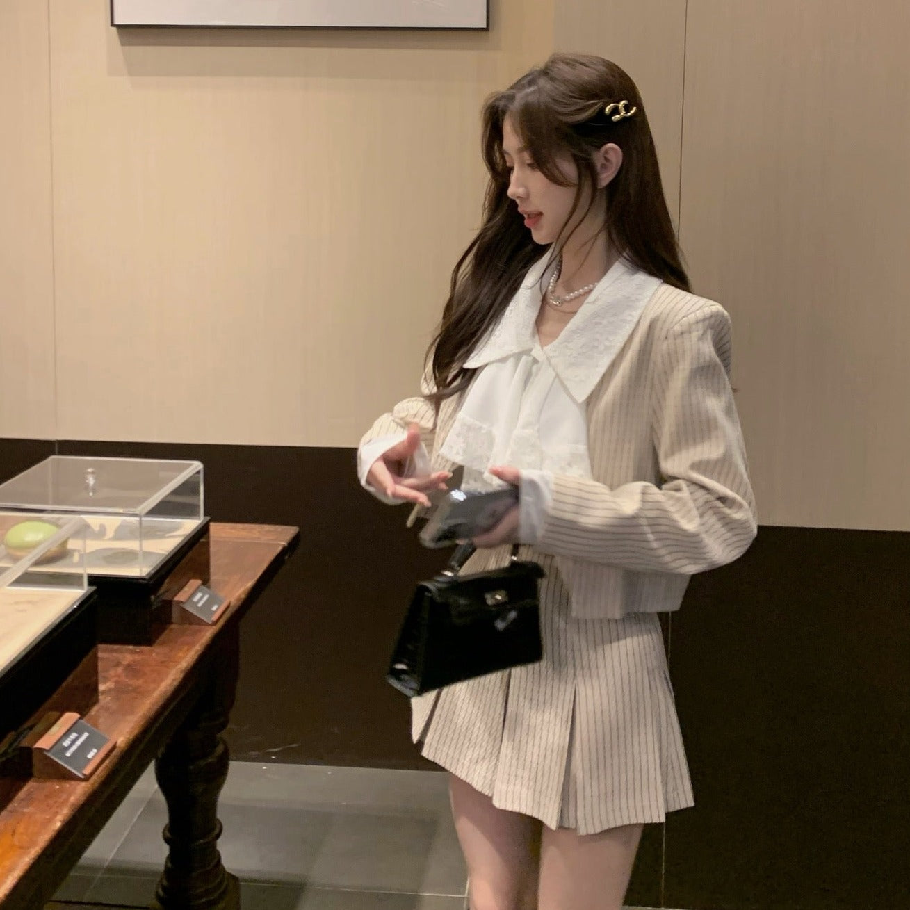 ストライプのジャケットセットアップ♡大人可愛いコーデに S2133