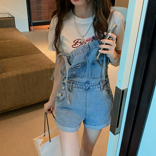 ガーリーなショートデニムオーバーオール S1817