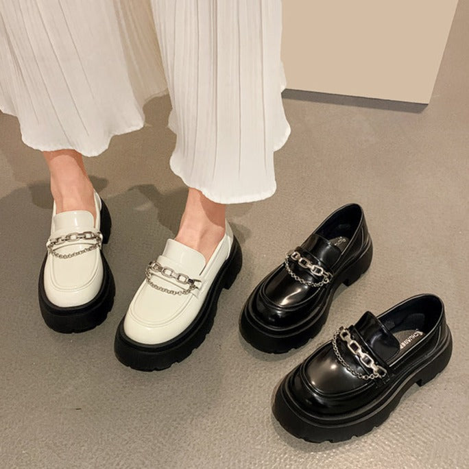 ダブルチェーン厚底ローファー♡トレンドアイテム S2237