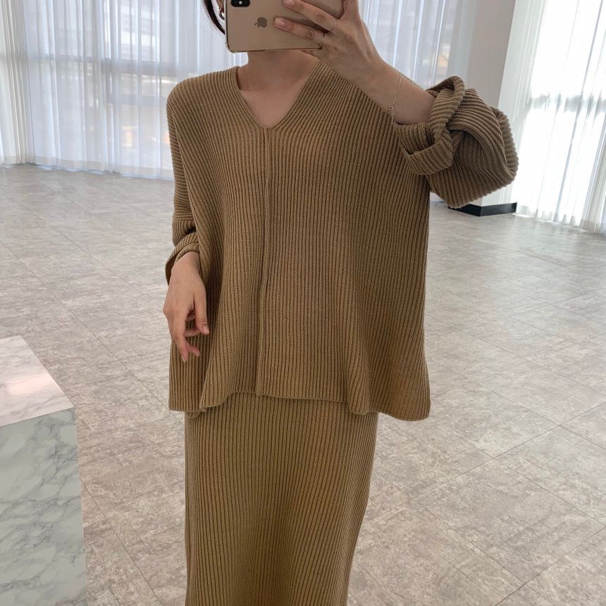 リブニットセットアップで大人可愛いコーデに♡ S1255