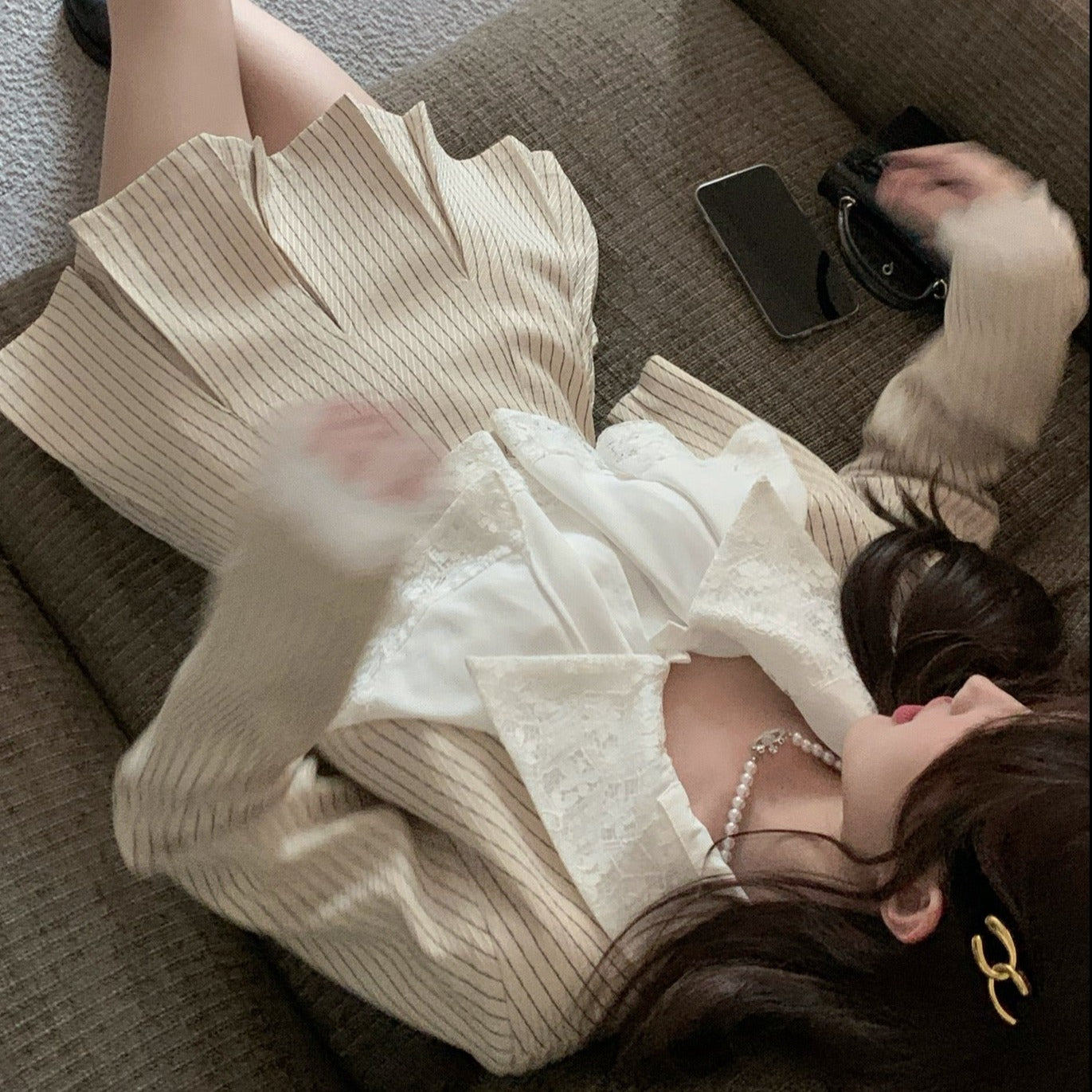 ストライプのジャケットセットアップ♡大人可愛いコーデに S2133