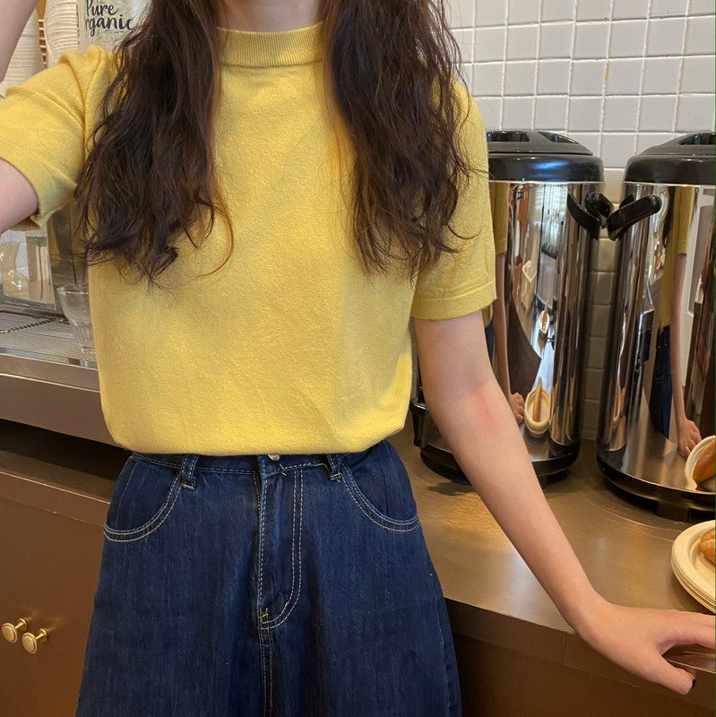 モックネックTシャツ ベーシックで着回し◎ S1165