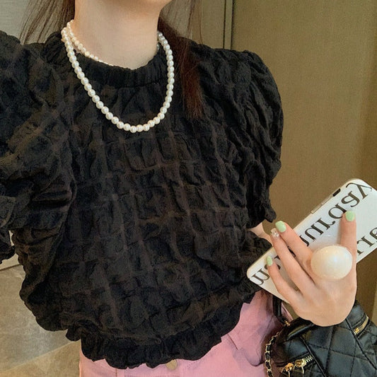 ポコポコトップス♡トレンド素材で可愛いワンピース風 S1663