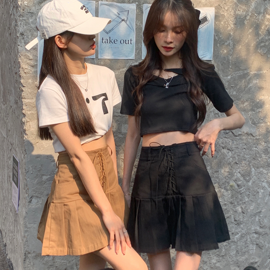 レースアッププリーツスカート♡大人可愛いデザイン S1434