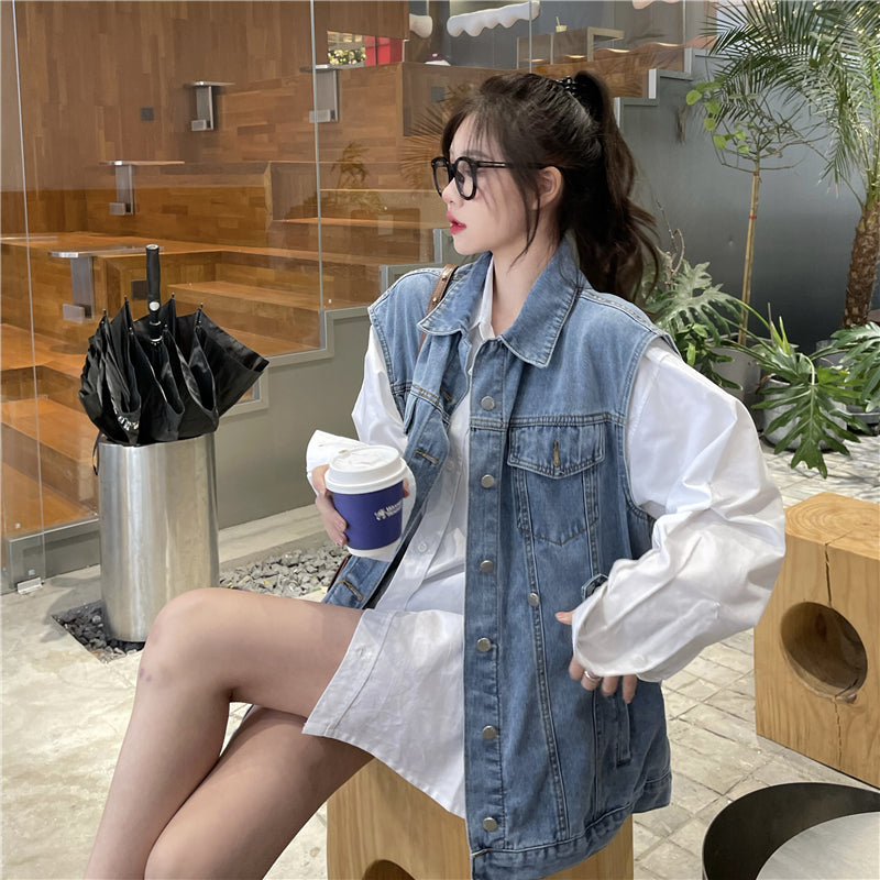 ノースリーブデニムベスト 春夏コーデに♡ S2406