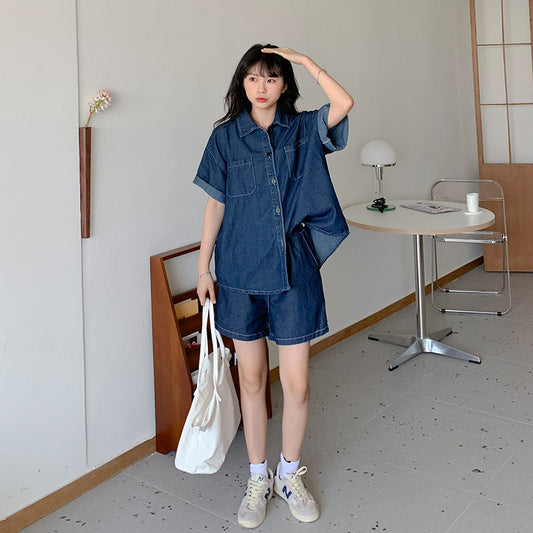 デニムシャツ&ショーパン ビッグシルエットセットアップ S1842