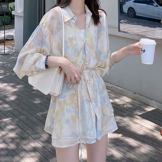 マーブルシフォンセットアップ♡さわやか透け感デザイン S1832