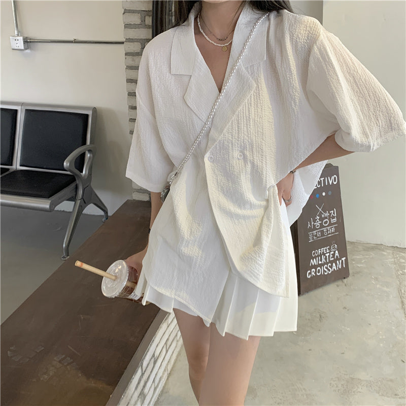 オーバーサイズ半袖シャツジャケット♡大人フェミニンに S1866