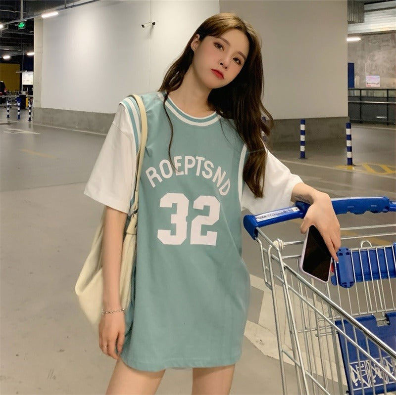 ゆるカレッジロゴTシャツ ロングシルエット S1679