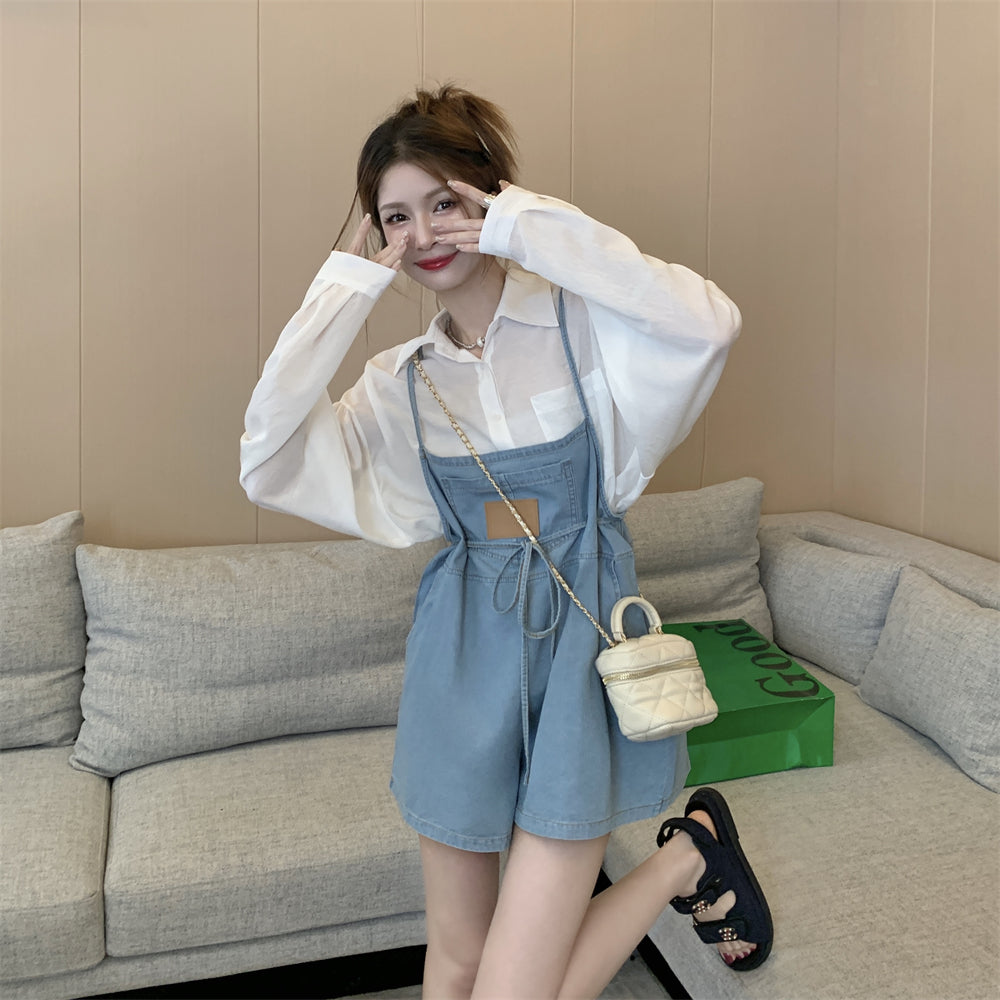 ストラップデニムサロペット+シャーシャツ【単品販売】 S2249