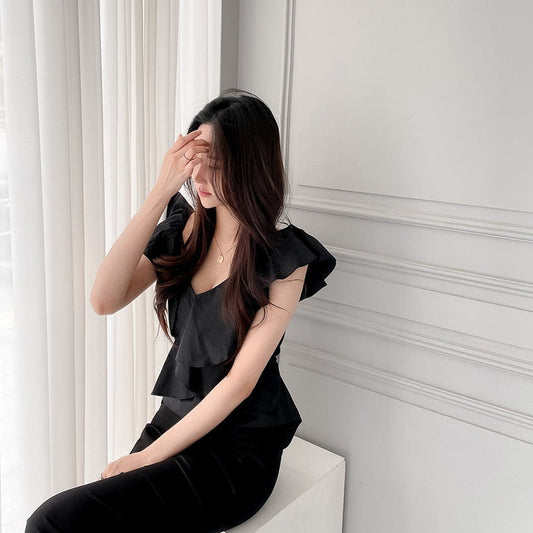 大人可愛いフリルブラウス カジュアルに透明感アップ♡ S1857