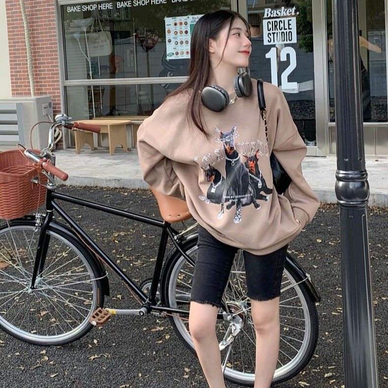 ドーベルマンデザインの薄手スウェット♡レトロで可愛い S1729