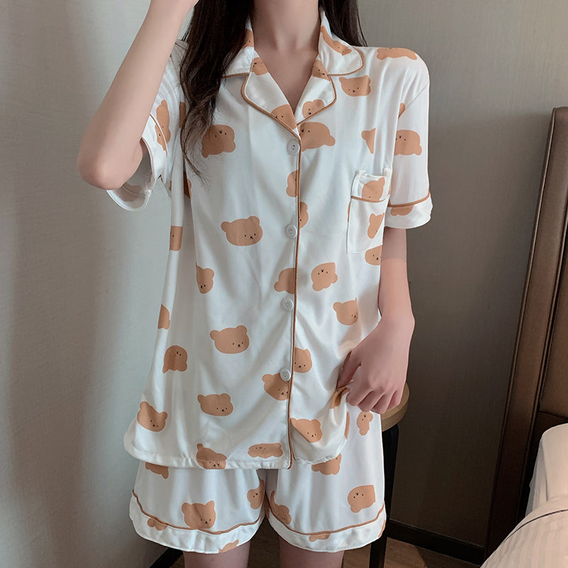 くま柄ルームウェア かわいい部屋着セット S2293