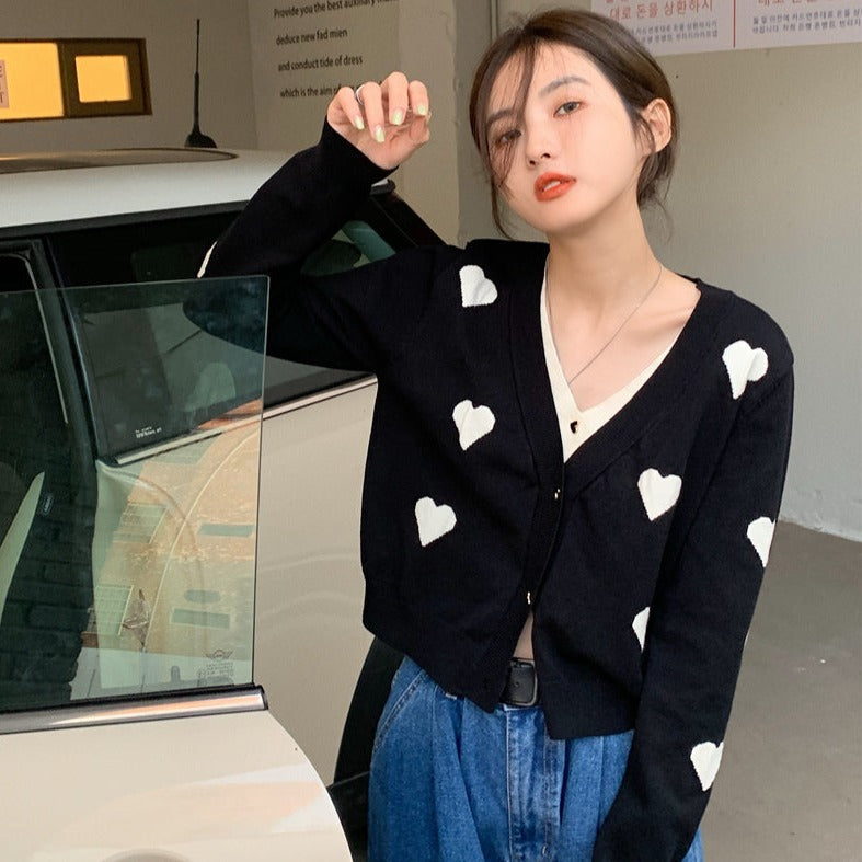 ミニハートフェイクレイヤードカーディガン♡大人可愛い S1700