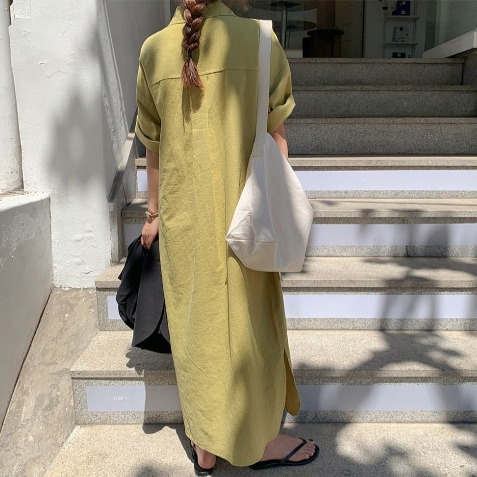 ロングシャツワンピース 夏のAラインで可愛く♡ S1791