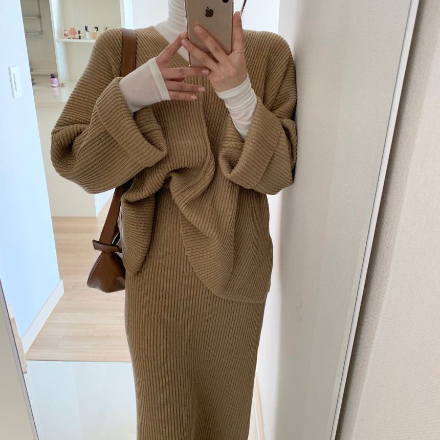 リブニットセットアップで大人可愛いコーデに♡ S1255