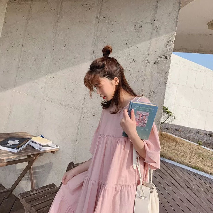 ふんわりティアード半袖ワンピース♡ S1882