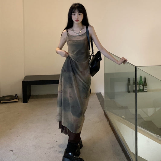 マーブル柄キャミワンピ 涼やか夏コーデに S1429