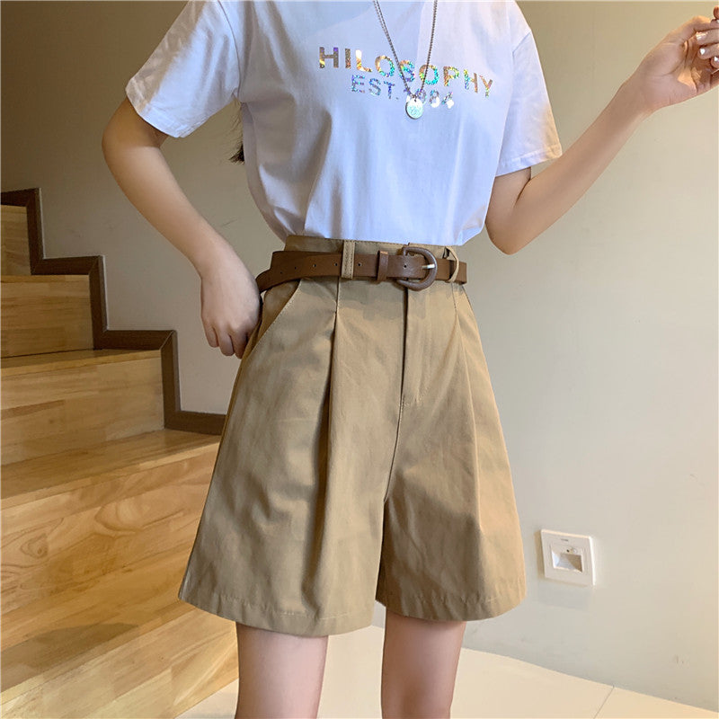 ベルト付きショートパンツ べっこうベルトでキュートに♡ S2412