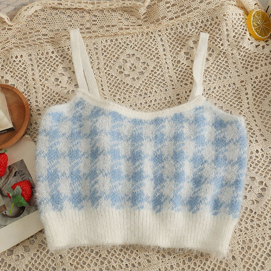 千鳥柄ニットセットアップ 大人可愛いデザイン S1285