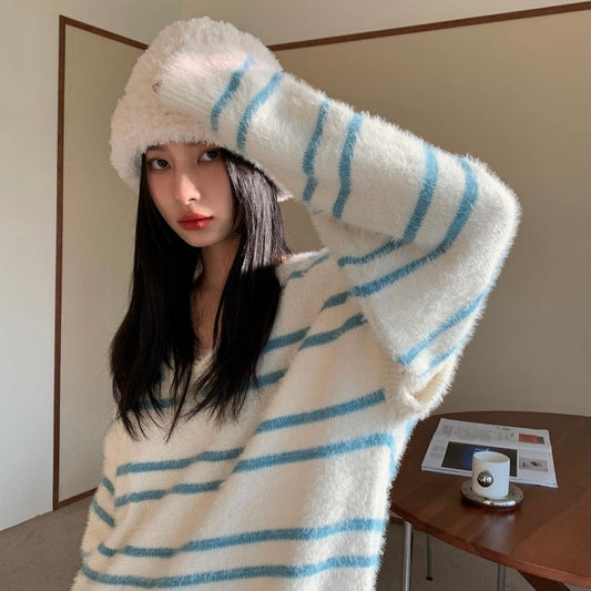 2wayアームウォーマー付きボーダーニット♡着回し自在 S1221