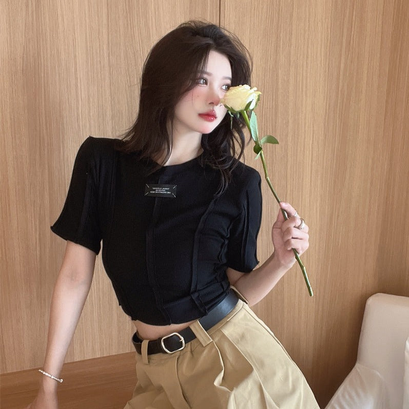 アシメカットTシャツ サイドスリットでトレンド感アップ S1629