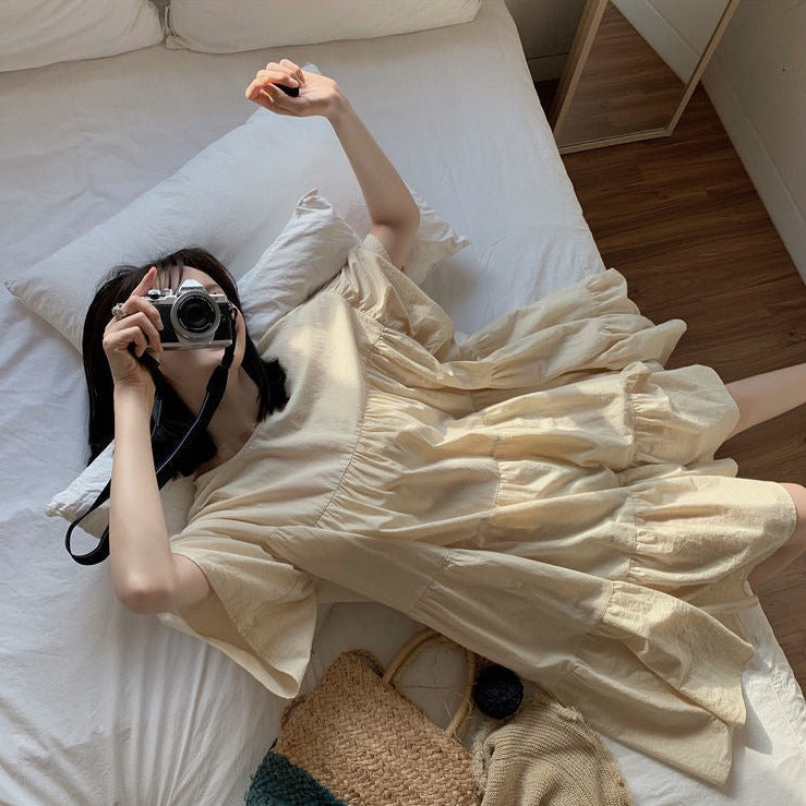 ふんわりティアード半袖ワンピース♡ S1882