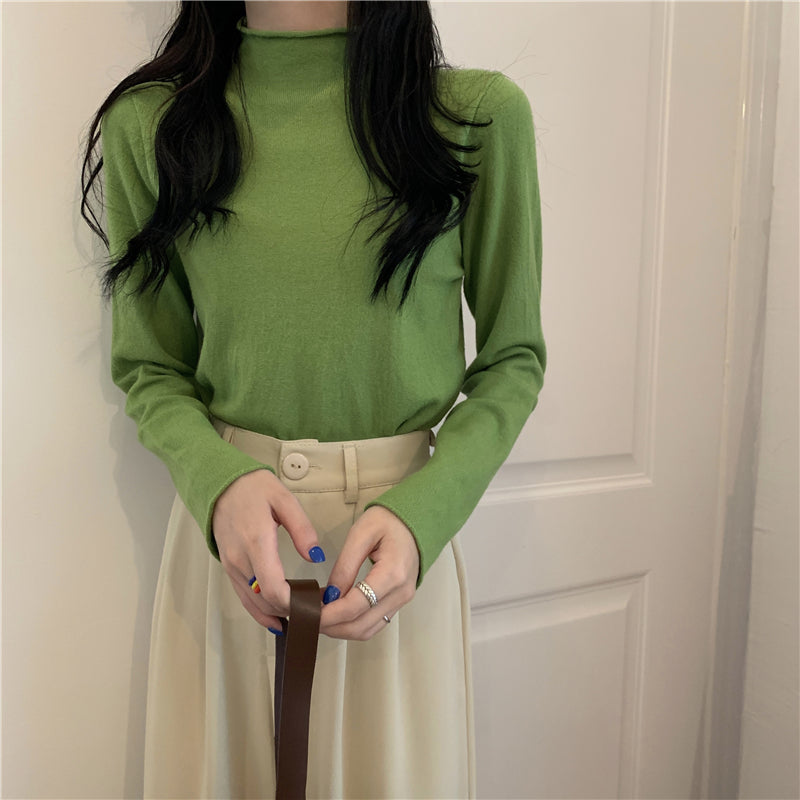 19色展開♡ベーシックハイネックニットトップス S1310