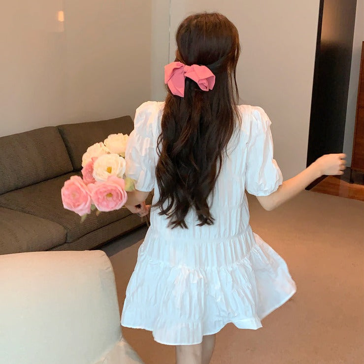 プリーツパフ半袖ワンピース♡フレンチガーリー S1887