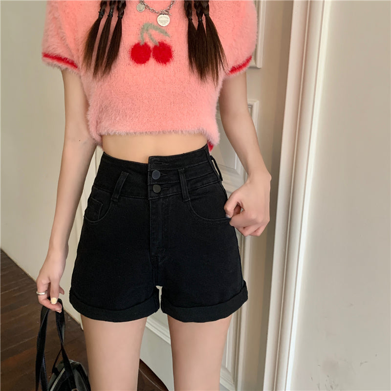 美脚デニムショートパンツ♡ハイウエストで脚長効果 S1815