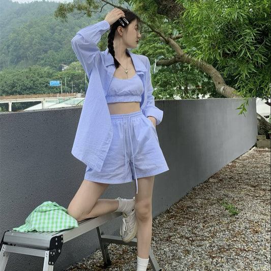 細ボーダー3点セット レースデザインでガーリーに♡ S1400