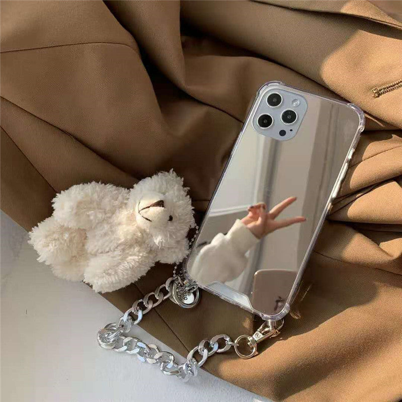 ミラーベアドールチェーンiPhoneケース 鏡付きで可愛く便利 S2315