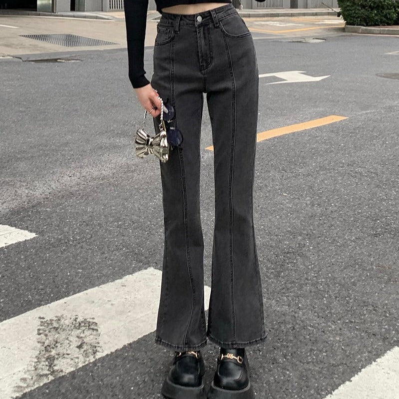 センターラインが可愛いフレアデニムパンツ S2349