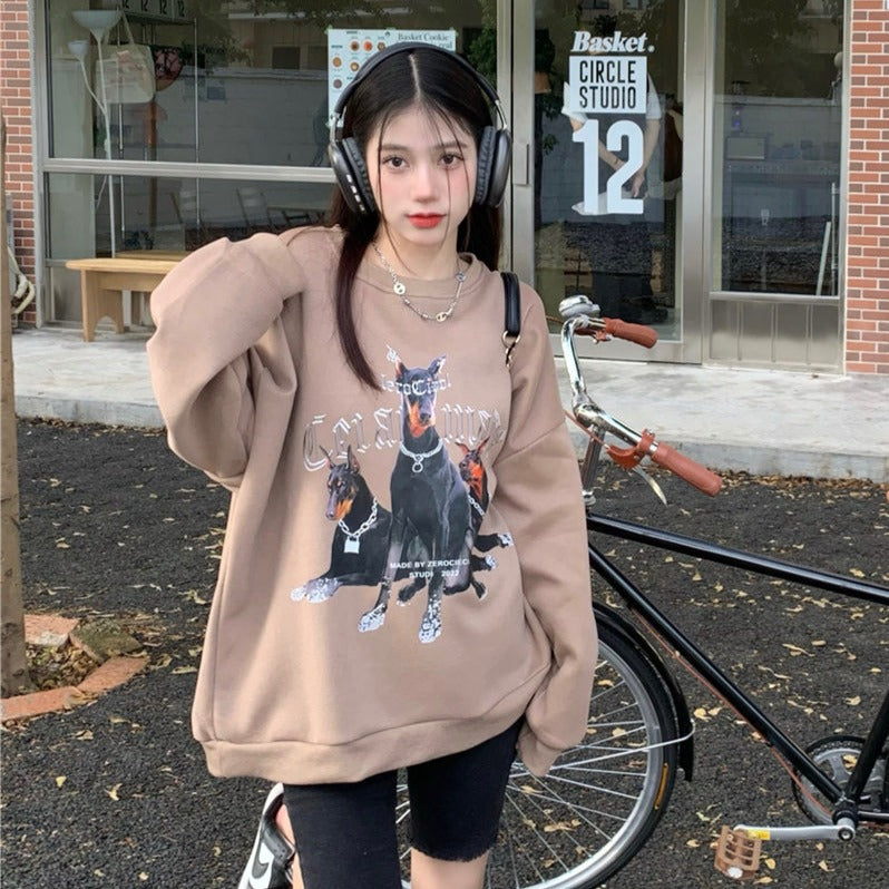 ドーベルマンデザインの薄手スウェット♡レトロで可愛い S1729