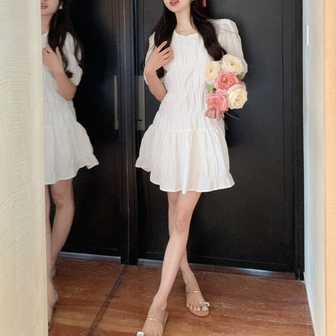プリーツパフ半袖ワンピース♡フレンチガーリー S1887