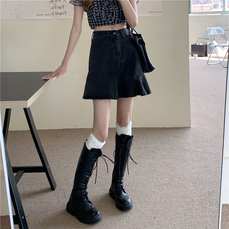 デニムAラインミニスカート フレアで可愛く♡ S2422