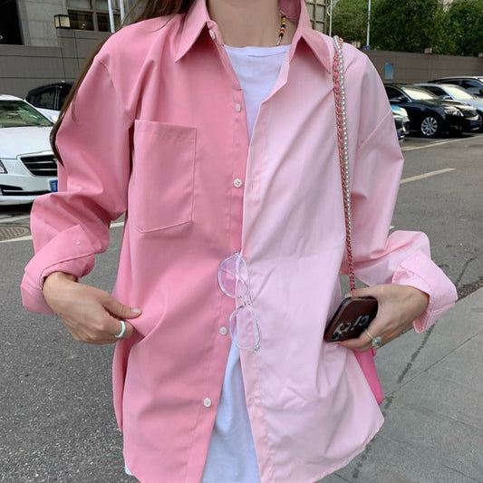 ビッグシルエット ツーカラーシャツ ふわっとボリューム S1733