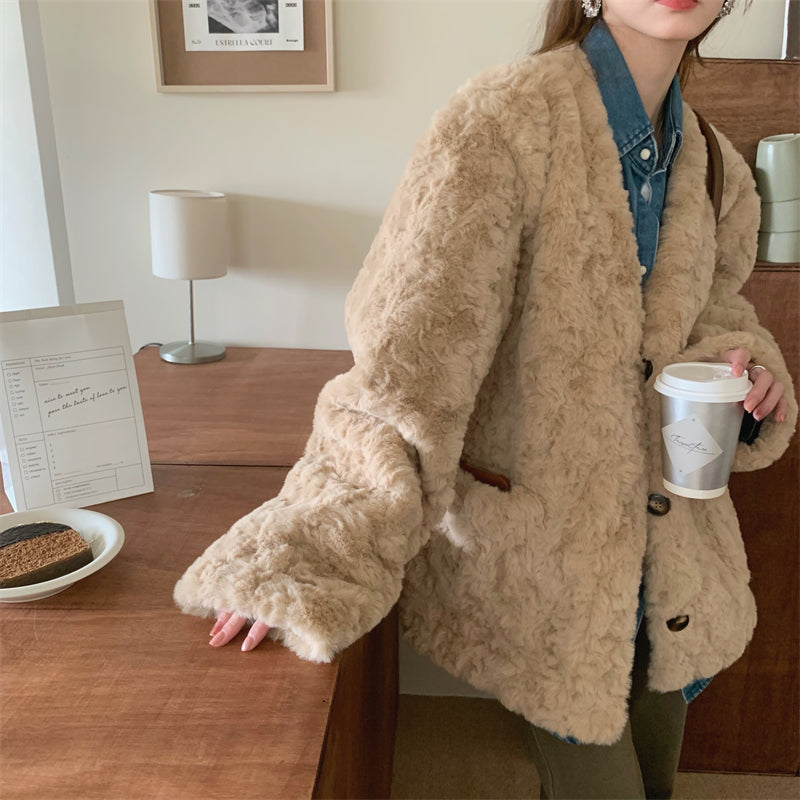 ウールブレンドふわふわボアショートコート♡ S1120