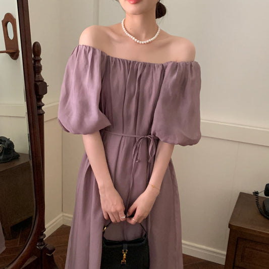 オフショルダーAラインワンピース ふんわり大人かわいい S1569