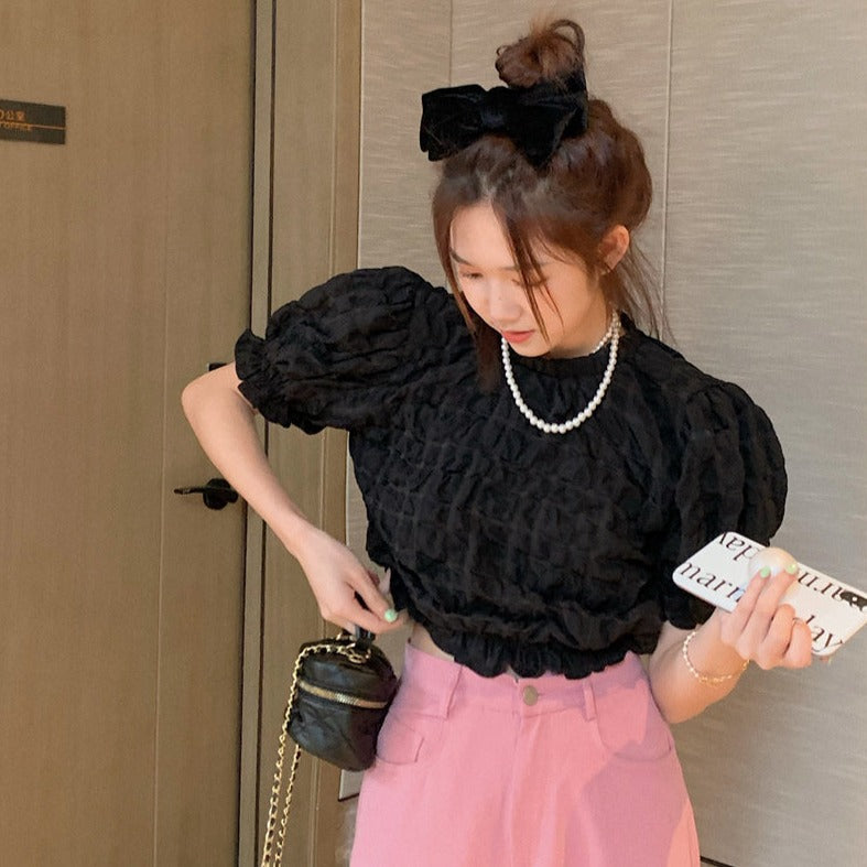 ポコポコトップス♡トレンド素材で可愛いワンピース風 S1663