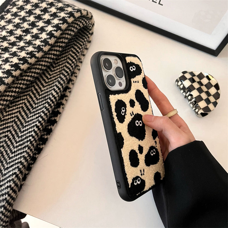 ふわふわボアのシープiPhoneケース♡モノトーン可愛い S2515