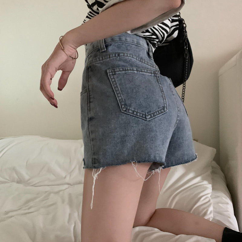 ダメージデニムショートパンツ 抜け感デザイン S1814