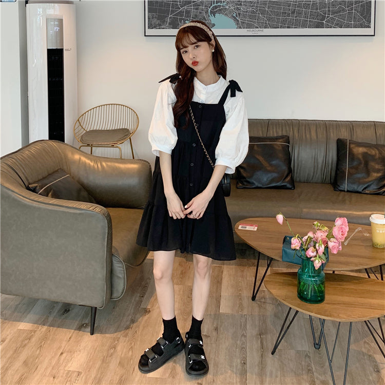 フレンチリボンワンピースセット♡肩リボンが可愛い S1793